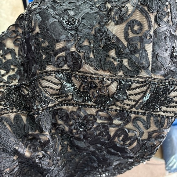 SUE WONG Y2K Cocktail Dress Size 0 Black Embroidered Beaded Prom Glamorous Party - Picture 7 of 8